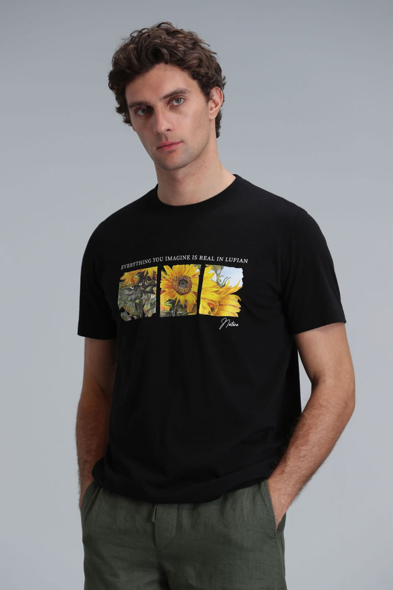 Lufian Erkek June Modern Grafik T-Shirt 111020192 Siyah - 1