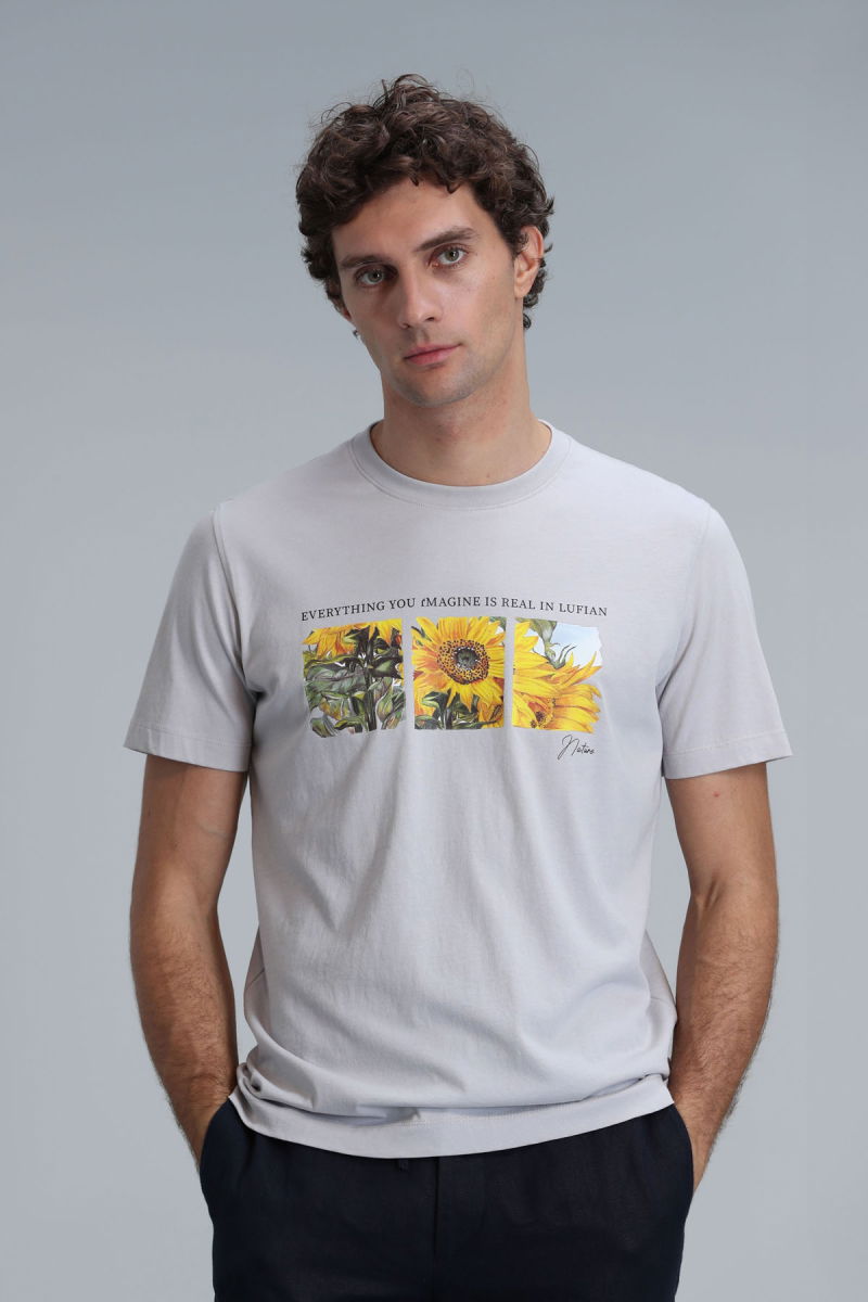 Lufian Erkek June Modern Grafik T-Shirt 111020192 Taş 