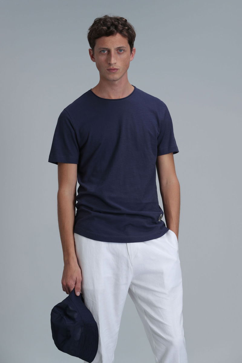 Lufian Erkek Junya Basic T-Shirt 111020203 Açık Lacivert - 1