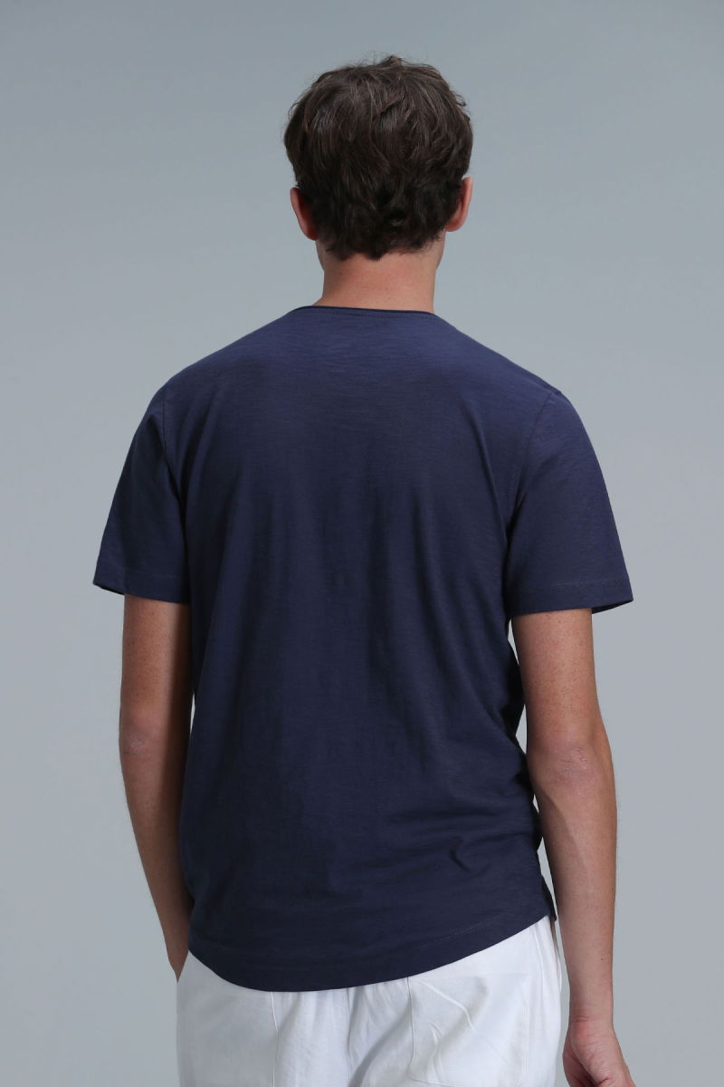 Lufian Erkek Junya Basic T-Shirt 111020203 Açık Lacivert - 4