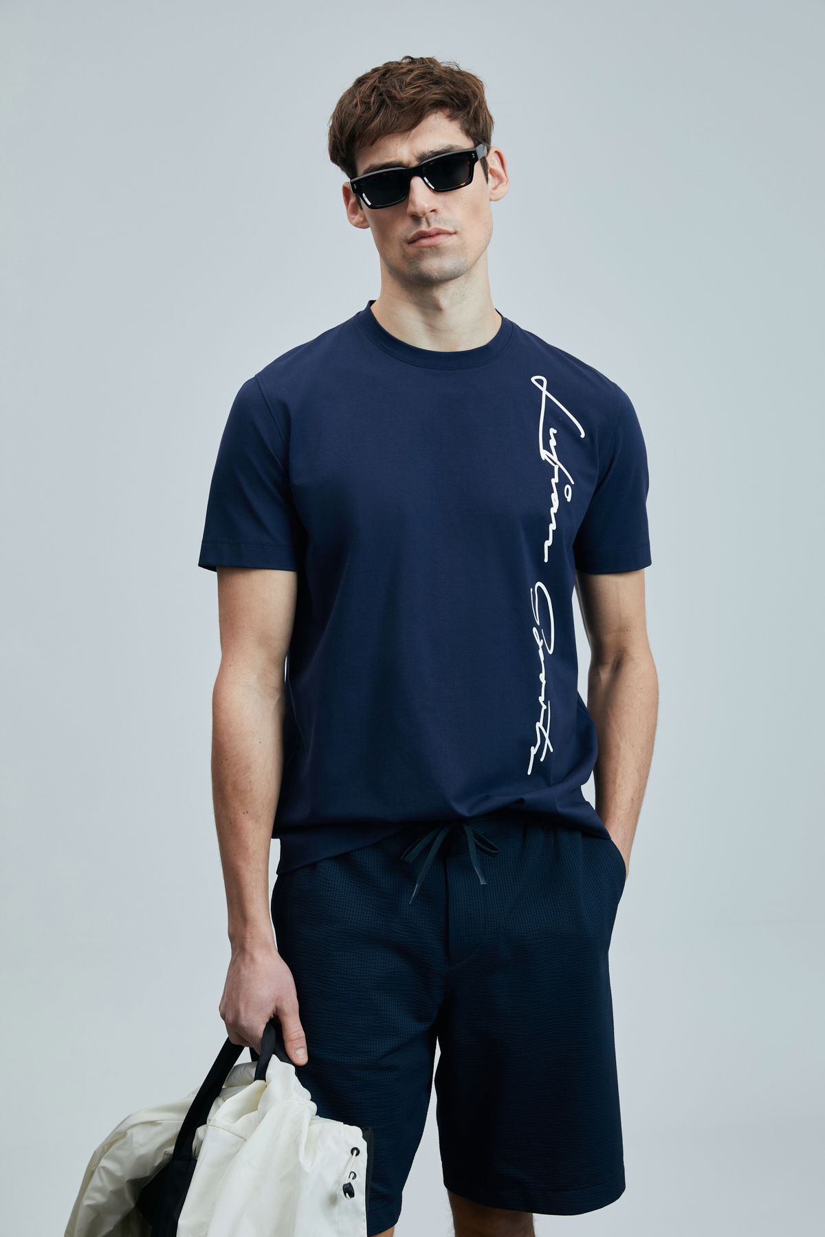 Lufian Erkek Justın Modern Grafik T-Shirt 111020231 Açık Lacivert - 1