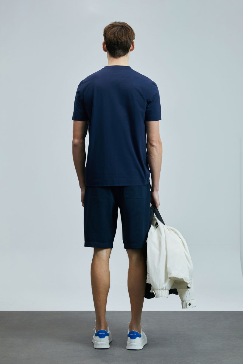 Lufian Erkek Justın Modern Grafik T-Shirt 111020231 Açık Lacivert - 4