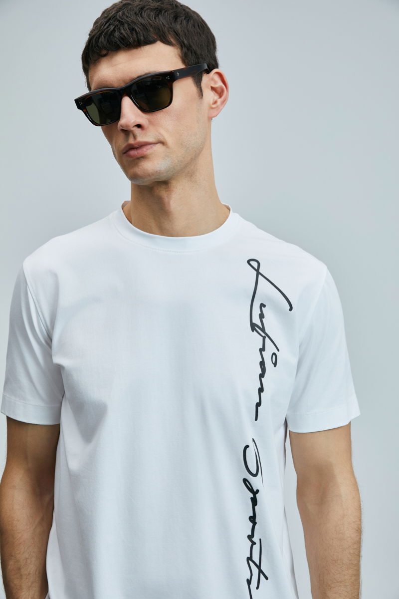 Lufian Erkek Justın Modern Grafik T-Shirt 111020231 Beyaz - 3