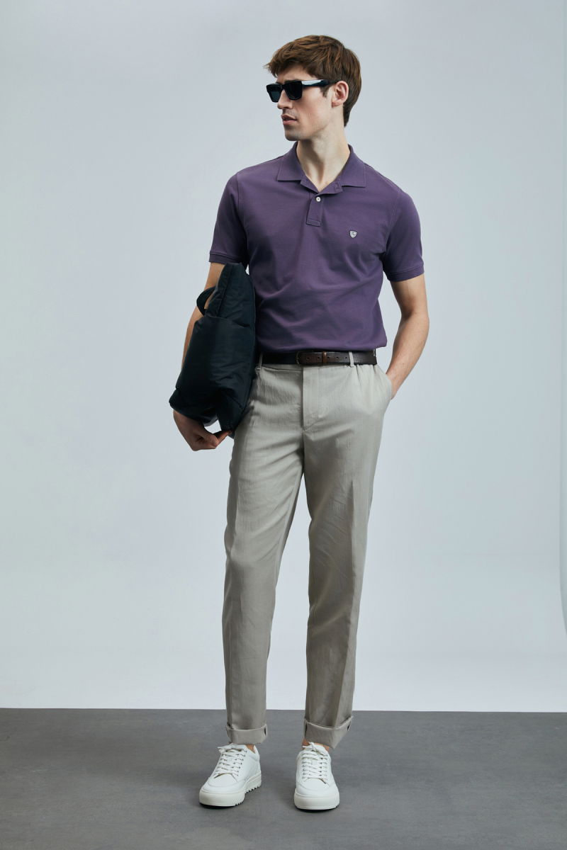 Lufian Erkek Laon Smart Polo T-Shirt 111040206 Mürdüm - 2