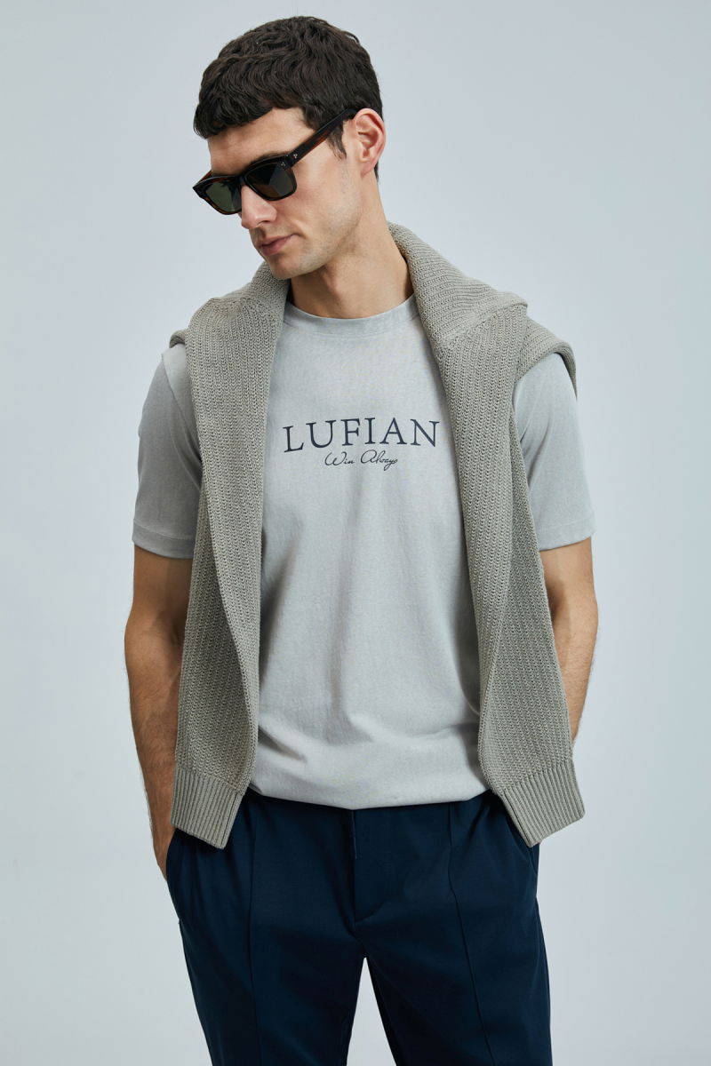 Lufian Erkek Love Modern Grafik T-Shirt 111020238 Bej - 3