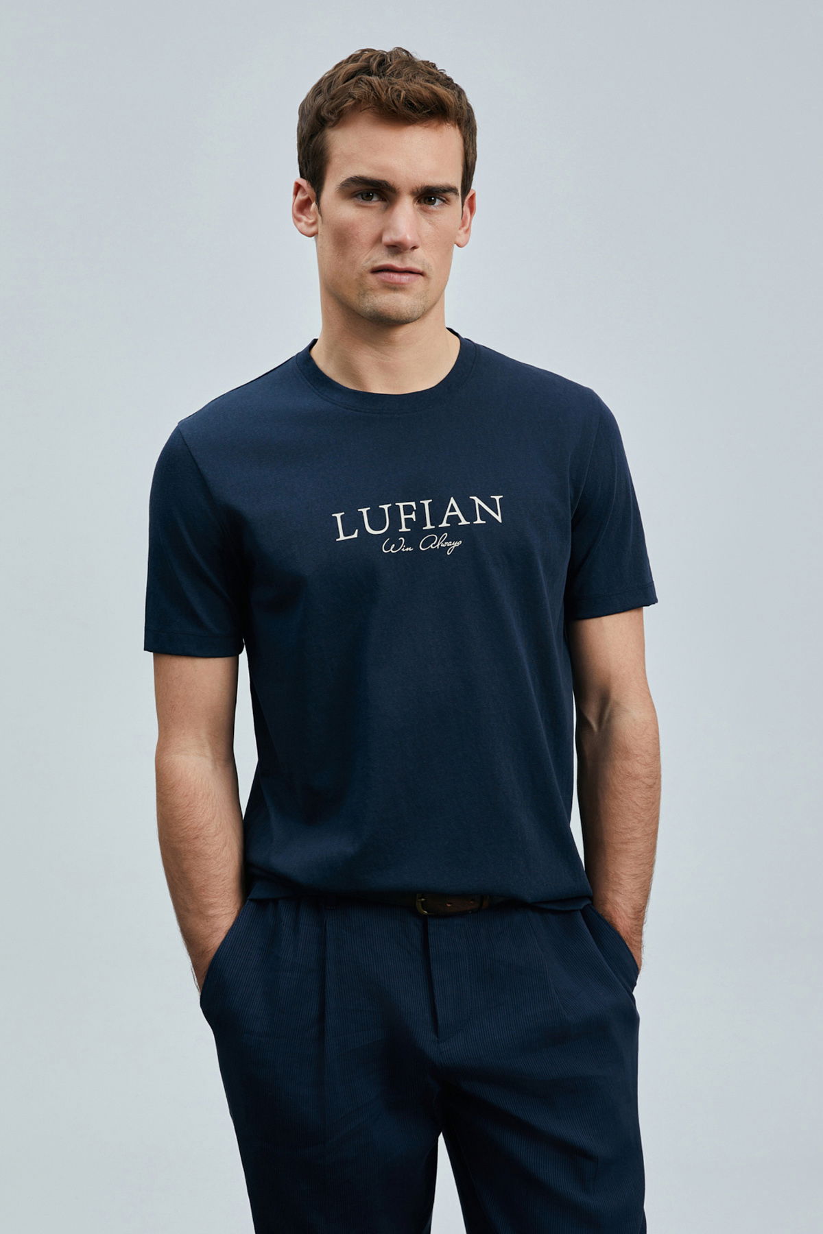 Lufian Erkek Love Modern Grafik T-Shirt 111020238 Lacivert - 2