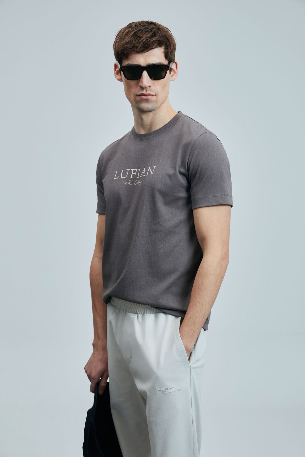 Lufian Erkek Love Modern Grafik T-Shirt 111020238 Vizon - 1