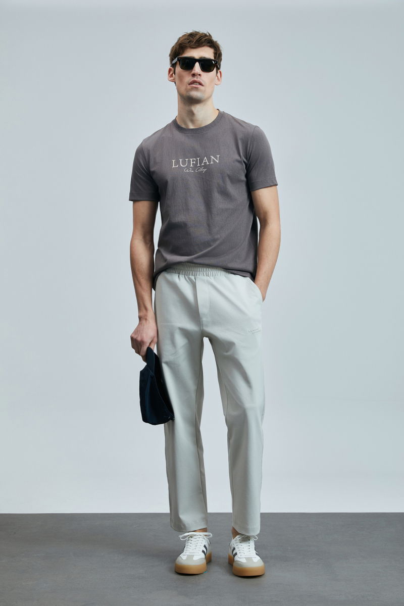 Lufian Erkek Love Modern Grafik T-Shirt 111020238 Vizon - 2