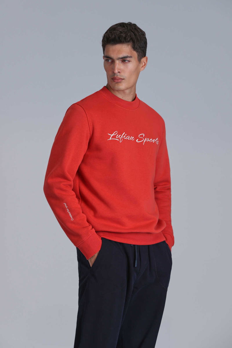 Lufian Erkek Loved Sweatshirt 112030137 Açık Kırmızı 