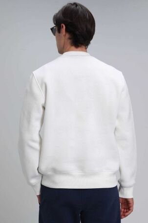 Lufian Erkek Lowe Sweatshirt 112030125 Kırık Beyaz - 5