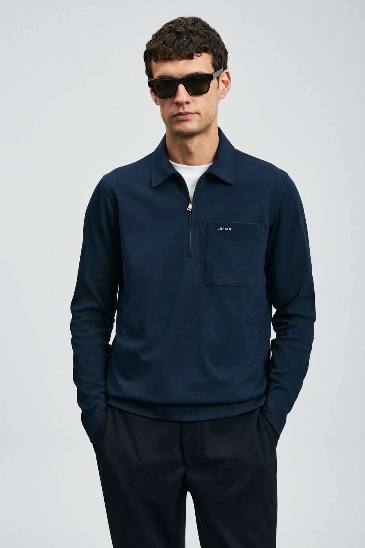 Lufian Erkek Lucas Smart Polo T-Shirt 112040043 Koyu Lacivert - 1