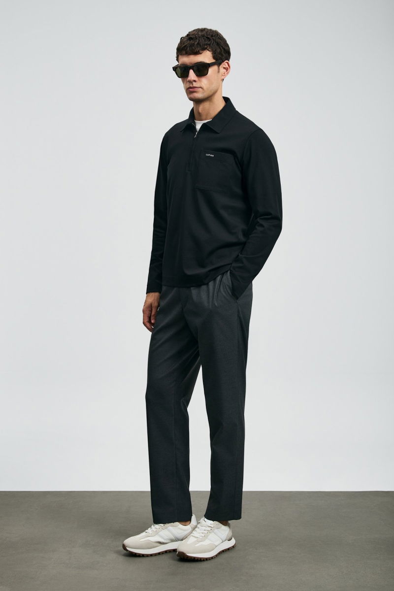 Lufian Erkek Lucas Smart Polo T-Shirt 112040043 Siyah - Lufian