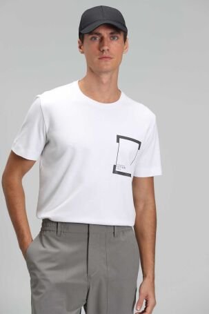 Lufian Erkek Luke Modern Grafik T-Shirt 111020170 Beyaz - 1