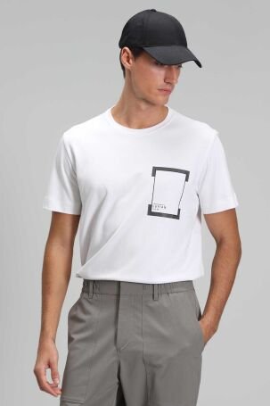 Lufian Erkek Luke Modern Grafik T-Shirt 111020170 Beyaz - 4