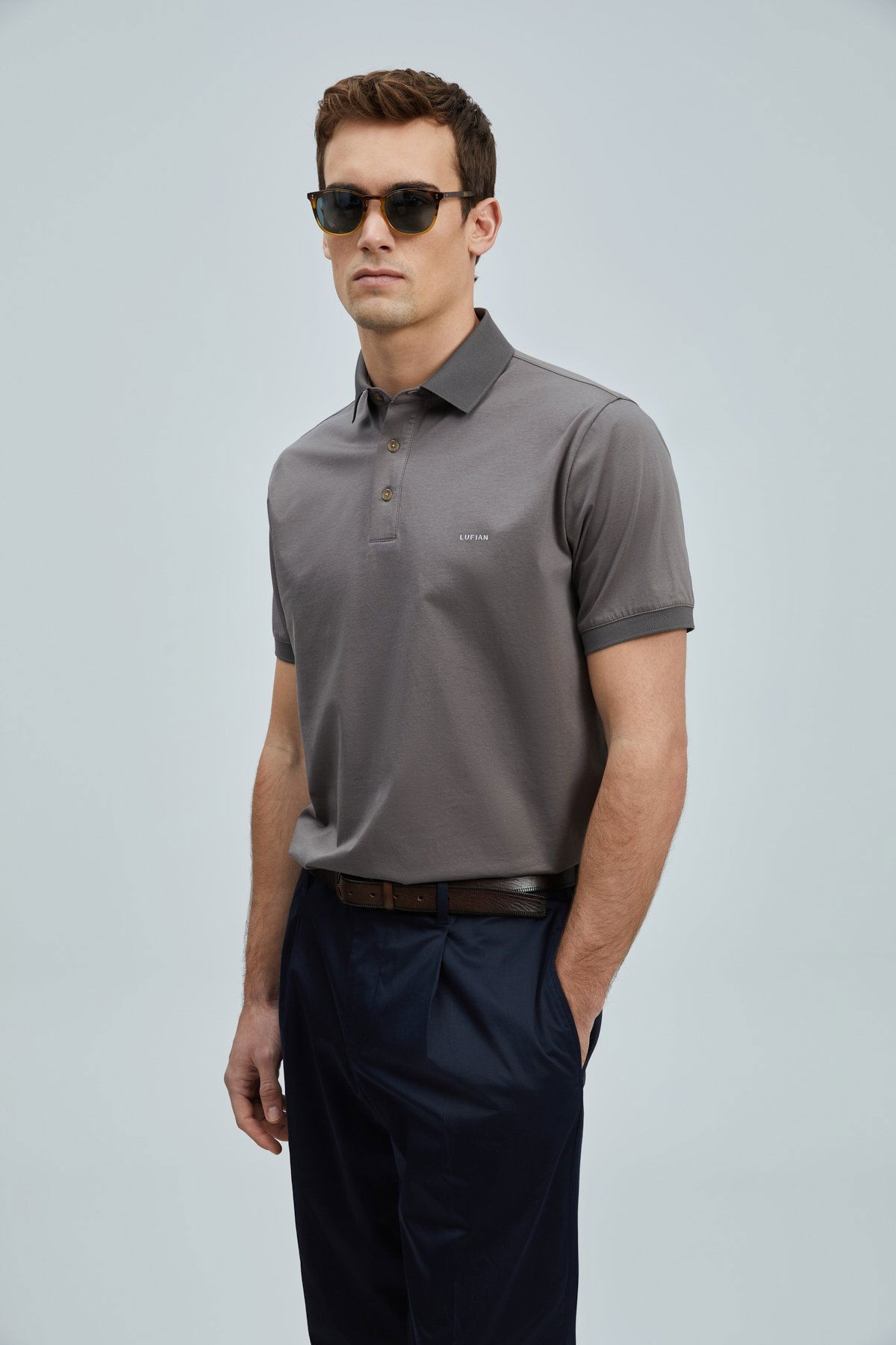 Lufian Erkek Luna Smart Polo T-Shirt 111040228 Vizon - 1