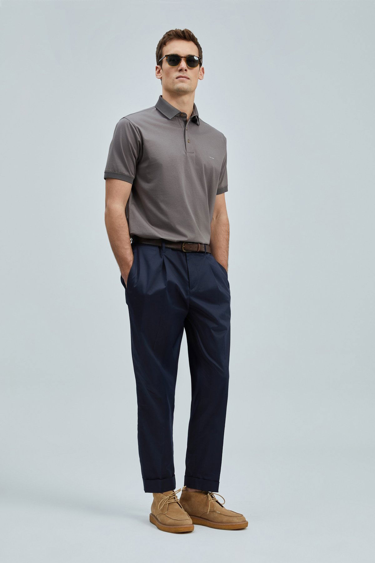 Lufian Erkek Luna Smart Polo T-Shirt 111040228 Vizon - 3