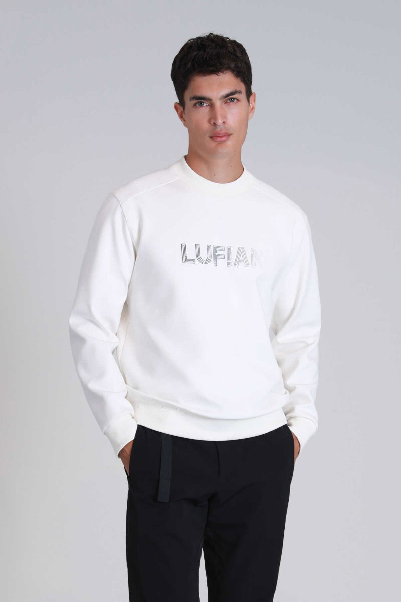 Lufian Erkek Luther Sweatshirt 112030145 Kırık Beyaz 