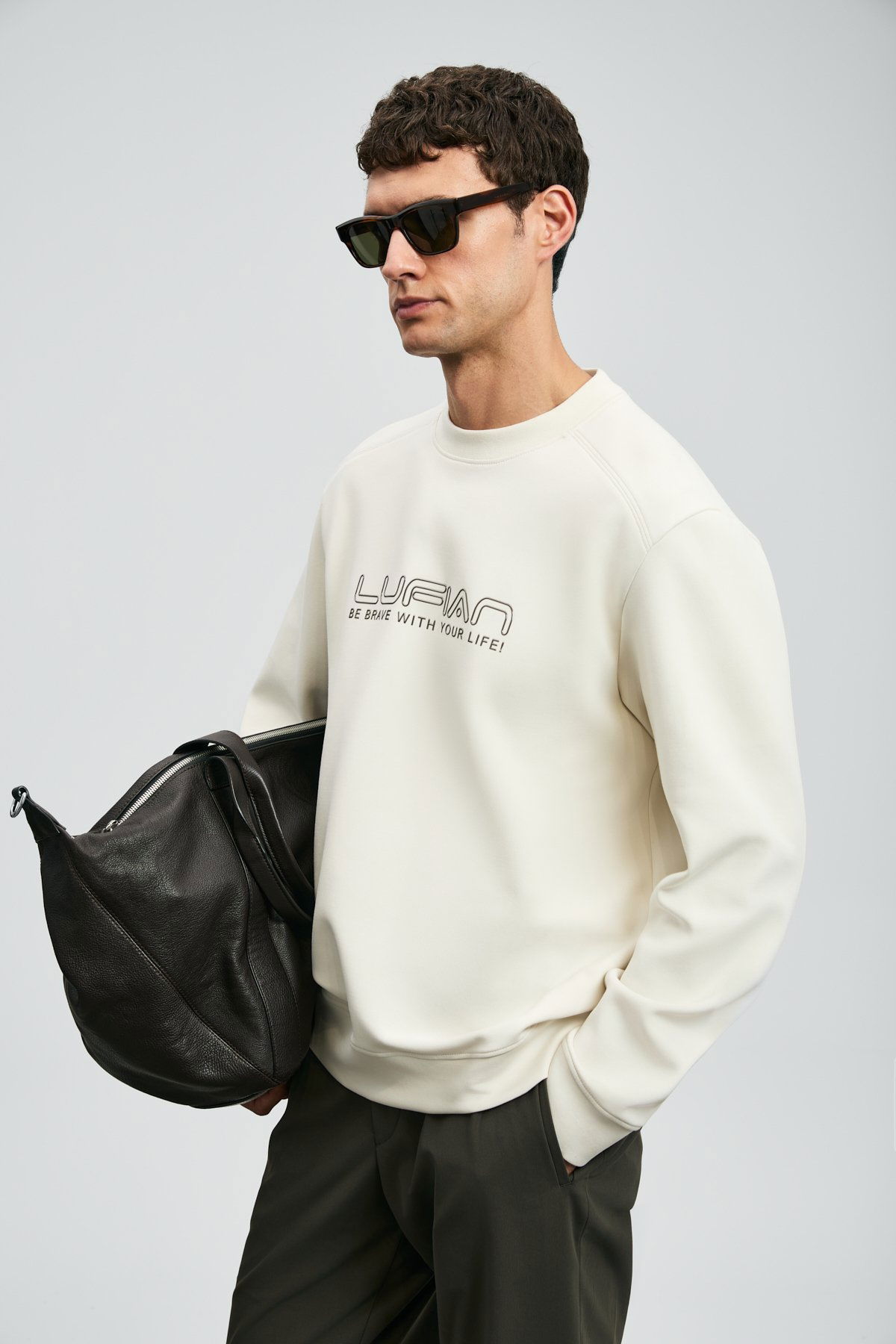 Lufian Erkek Luther Sweatshirt 112030171 Ekru - 3