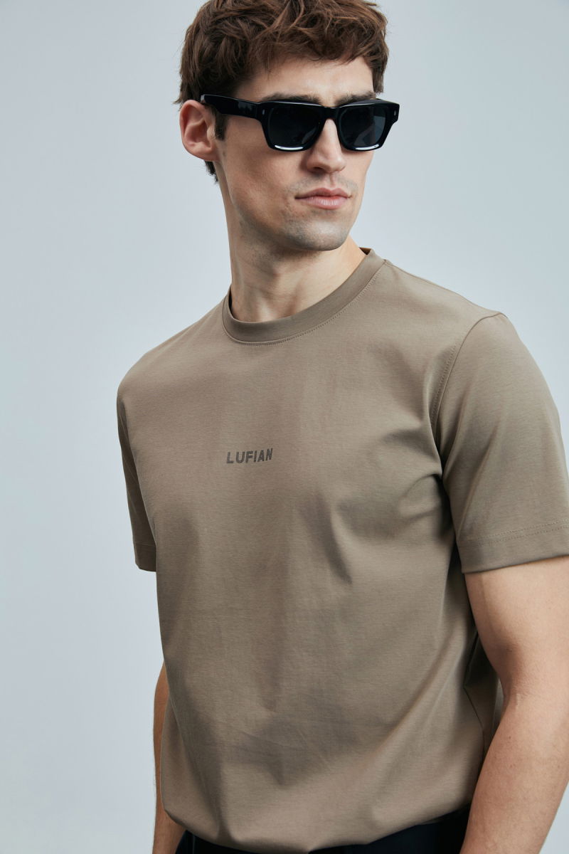 Lufian Erkek Marcus Modern Grafik T-Shirt 111020235 Deve Tüyü - 3