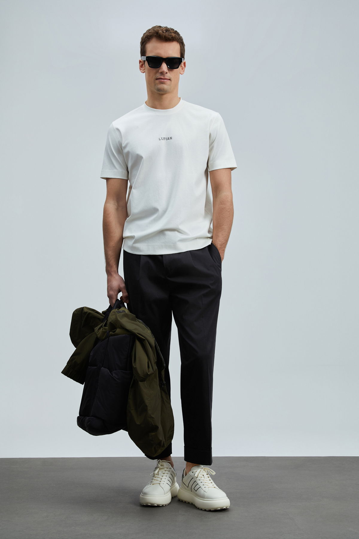 Lufian Erkek Marcus Modern Grafik T-Shirt 111020235 Kırık Beyaz - 1