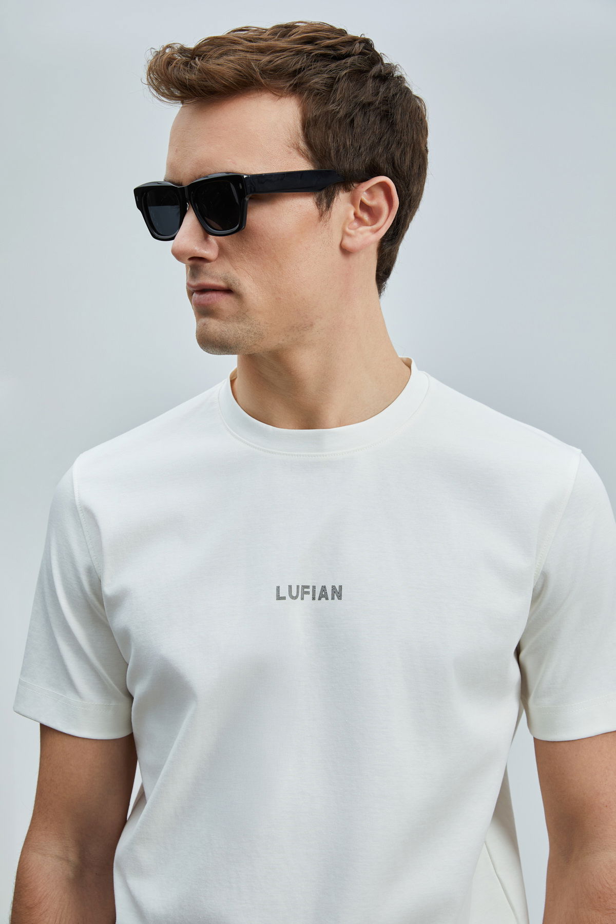 Lufian Erkek Marcus Modern Grafik T-Shirt 111020235 Kırık Beyaz - 2