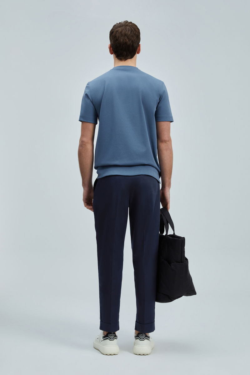 Lufian Erkek Marcus Modern Grafik T-Shirt 111020235 Koyu Mavi - 4