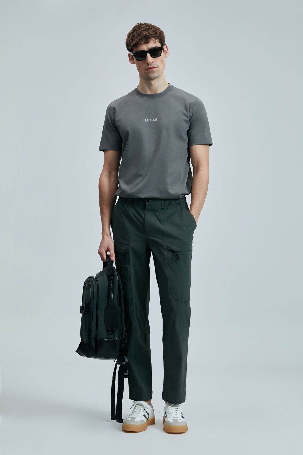 Lufian Erkek Marcus Modern Grafik T-Shirt 111020235 Koyu Yeşil - 1