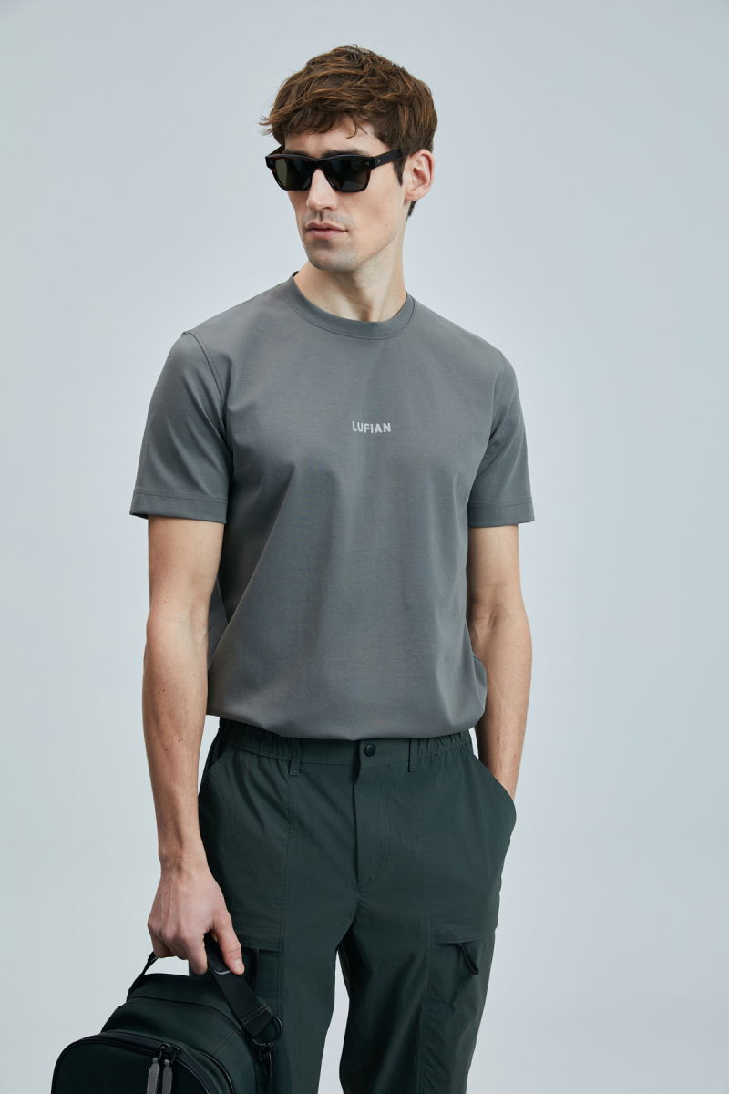Lufian Erkek Marcus Modern Grafik T-Shirt 111020235 Koyu Yeşil - 2