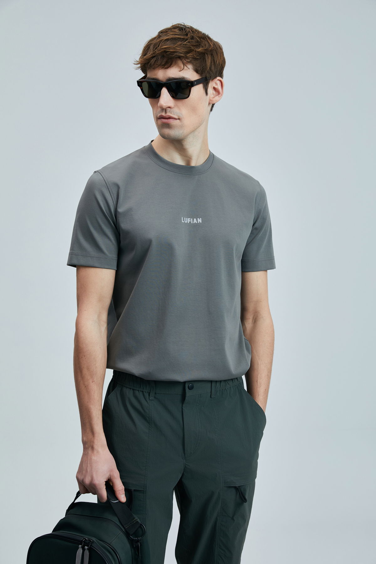 Lufian Erkek Marcus Modern Grafik T-Shirt 111020235 Koyu Yeşil - 2