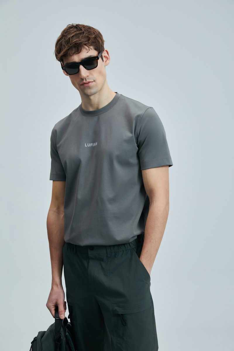 Lufian Erkek Marcus Modern Grafik T-Shirt 111020235 Koyu Yeşil - 3