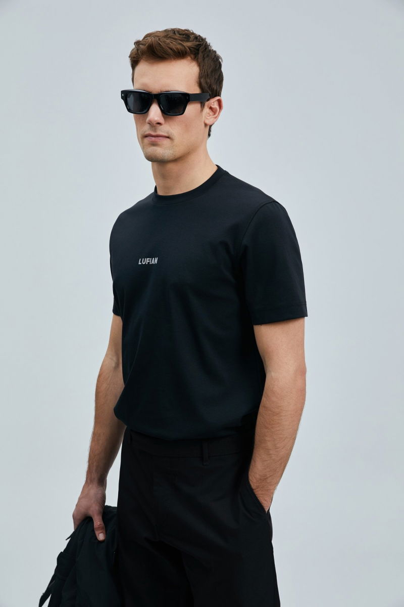 Lufian Erkek Marcus Modern Grafik T-Shirt 111020235 Siyah 
