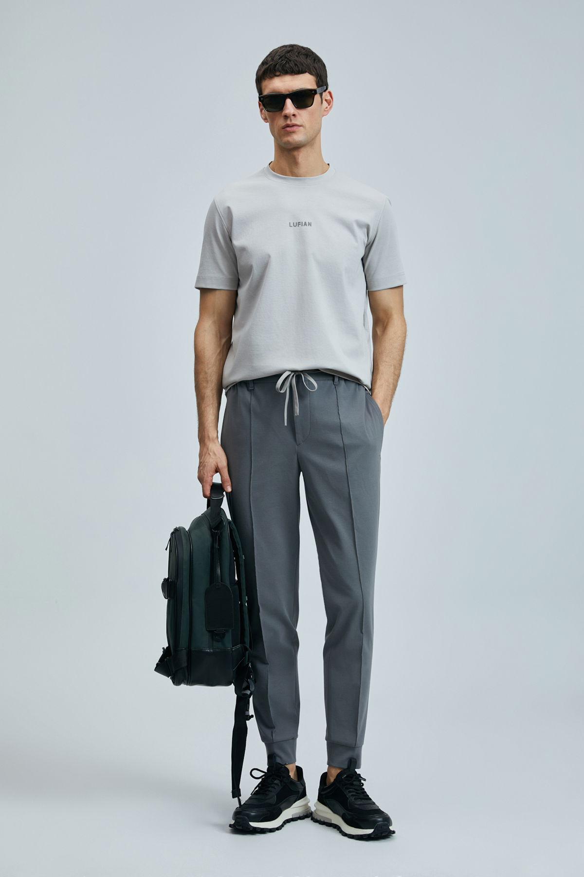Lufian Erkek Marcus Modern Grafik T-Shirt 111020235 Taş - 1