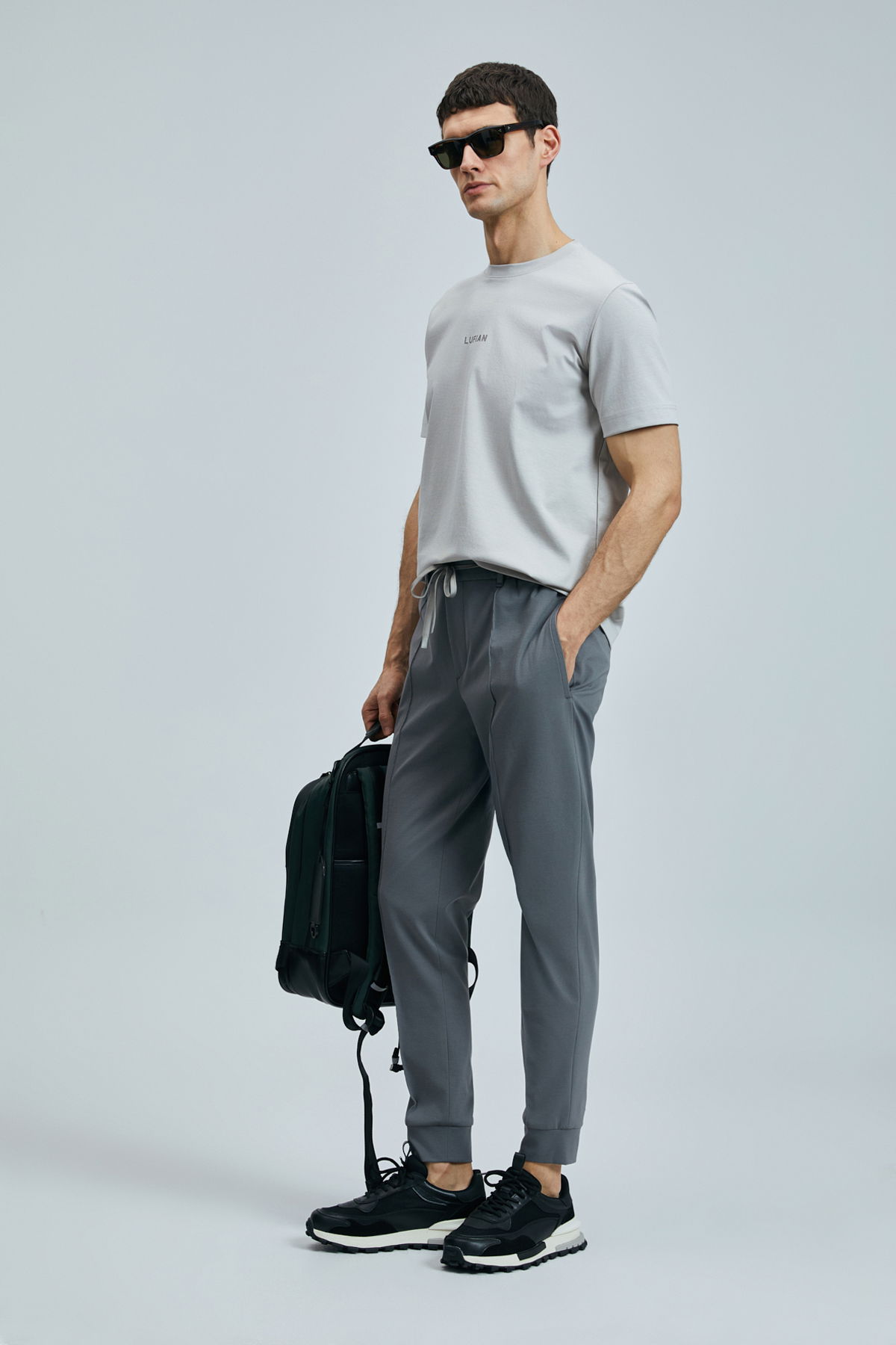 Lufian Erkek Marcus Modern Grafik T-Shirt 111020235 Taş - 2