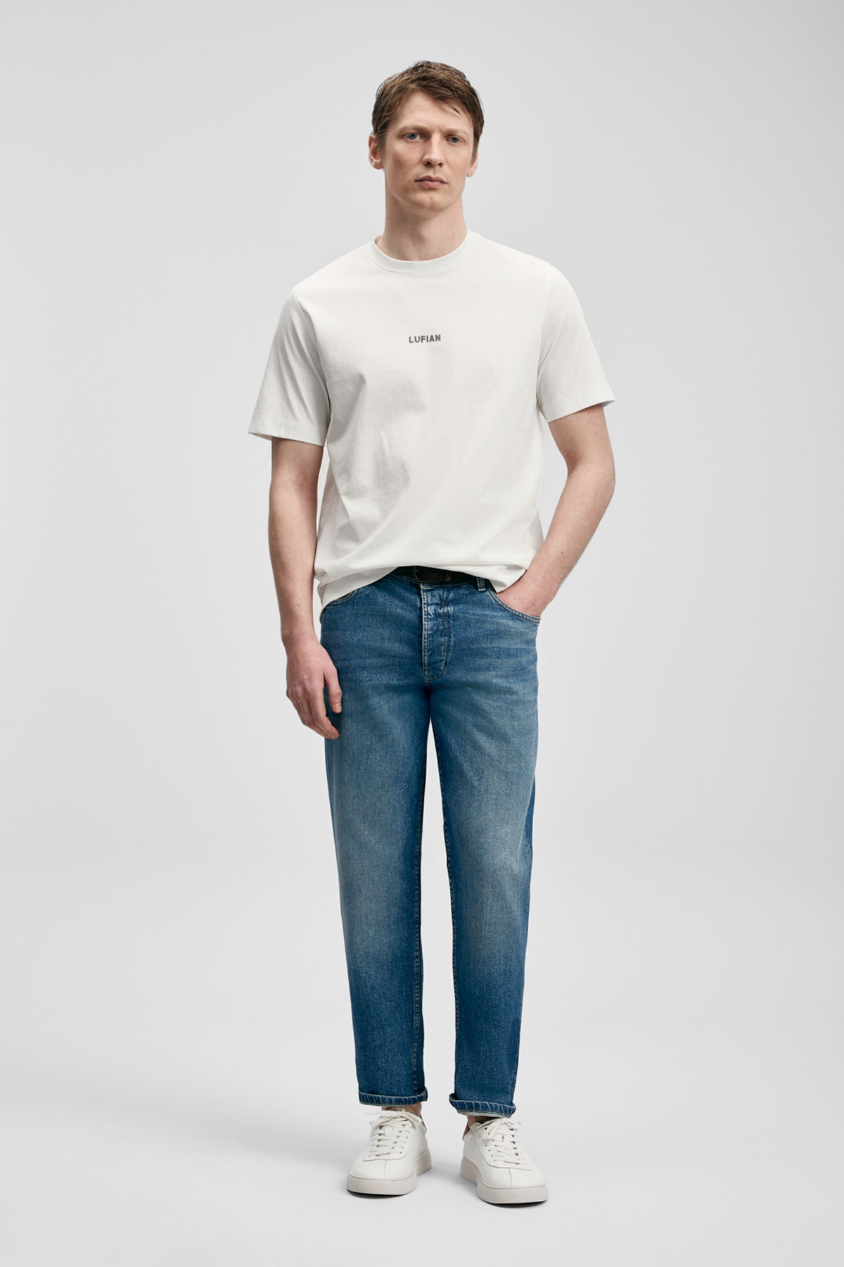 Lufian Erkek Marcus Modern Grafik T-Shirt 111020322 Kırık Beyaz - 1