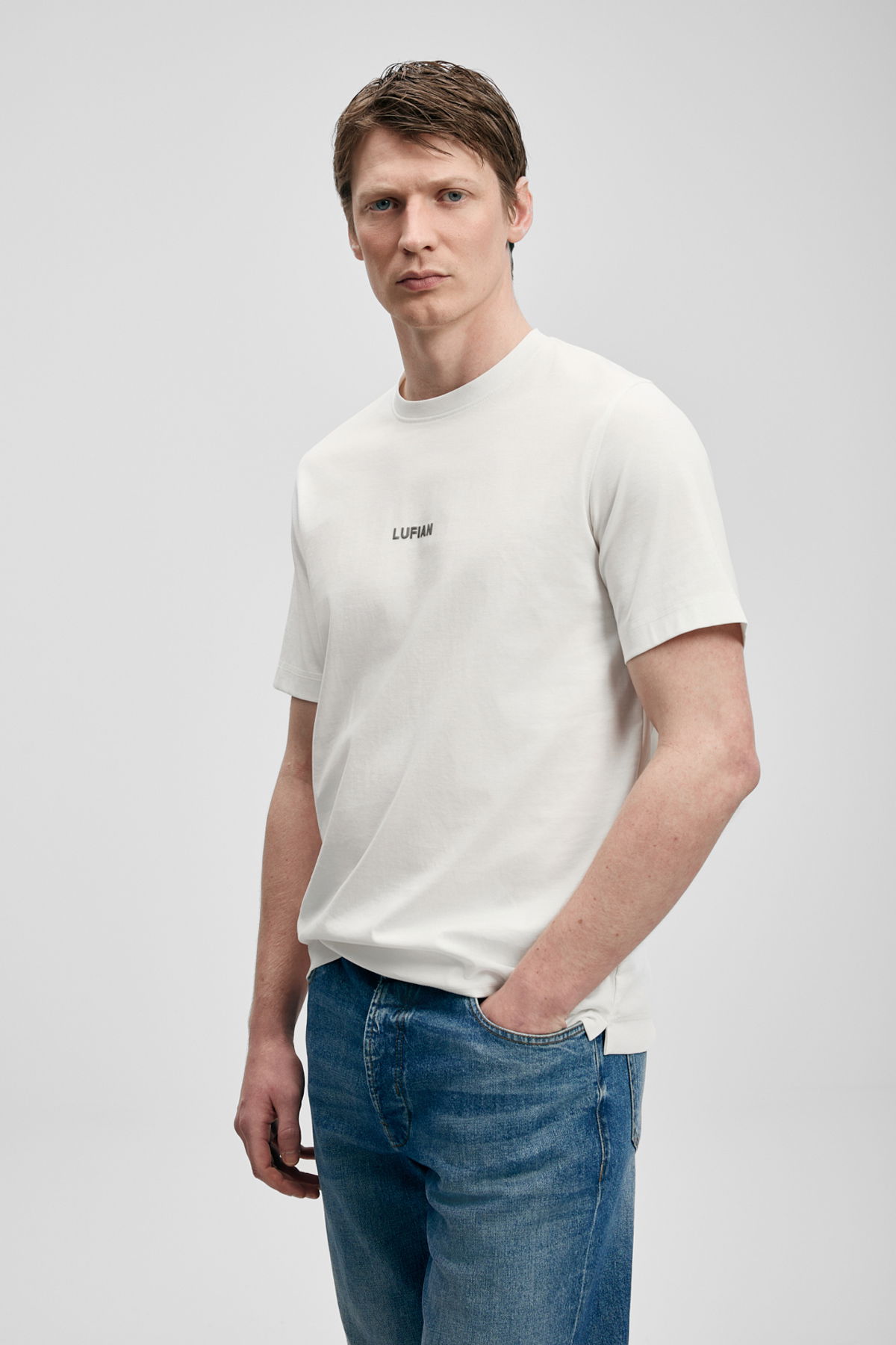 Lufian Erkek Marcus Modern Grafik T-Shirt 111020322 Kırık Beyaz - 2