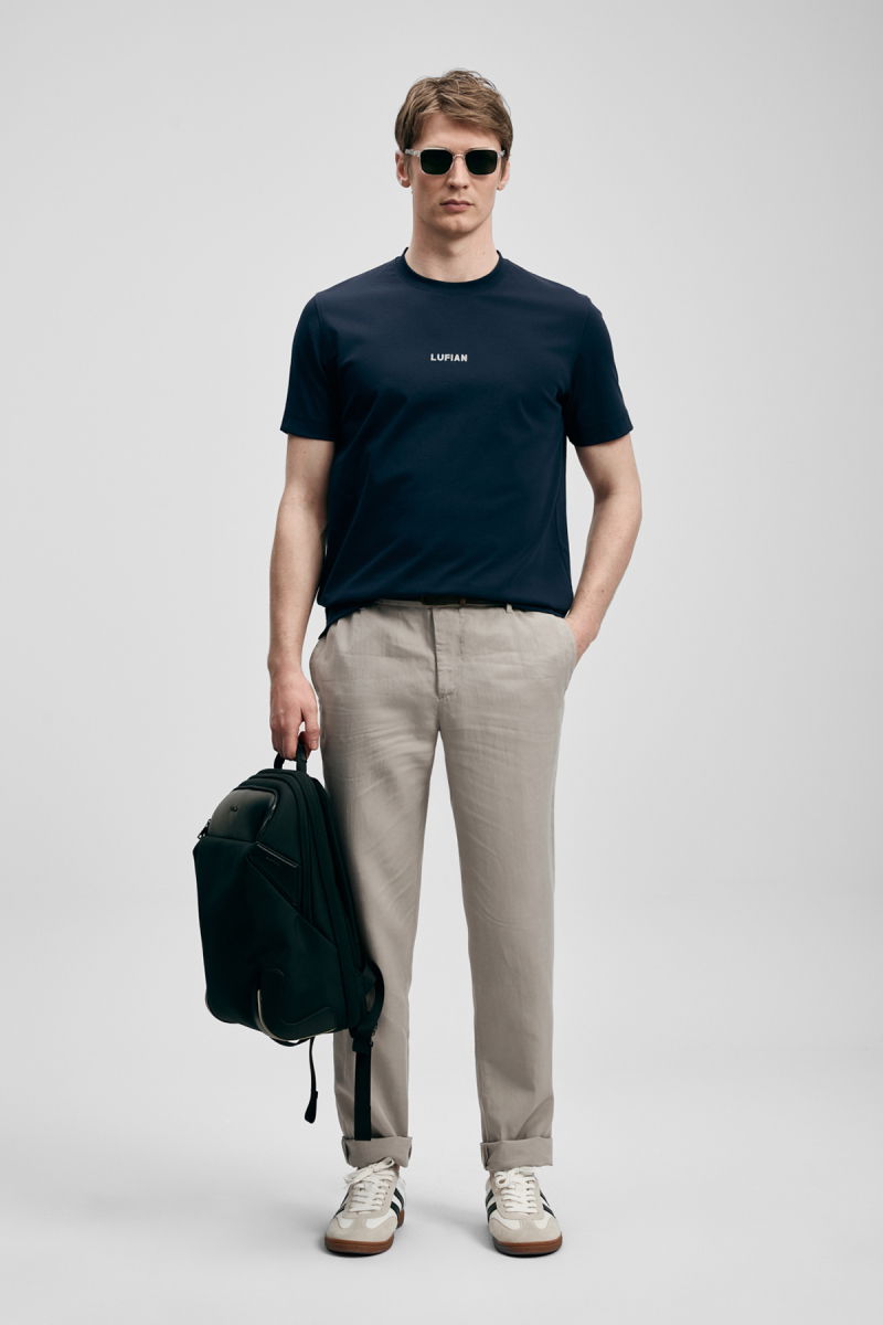 Lufian Erkek Marcus Modern Grafik T-Shirt 111020322 Lacivert - Lufian