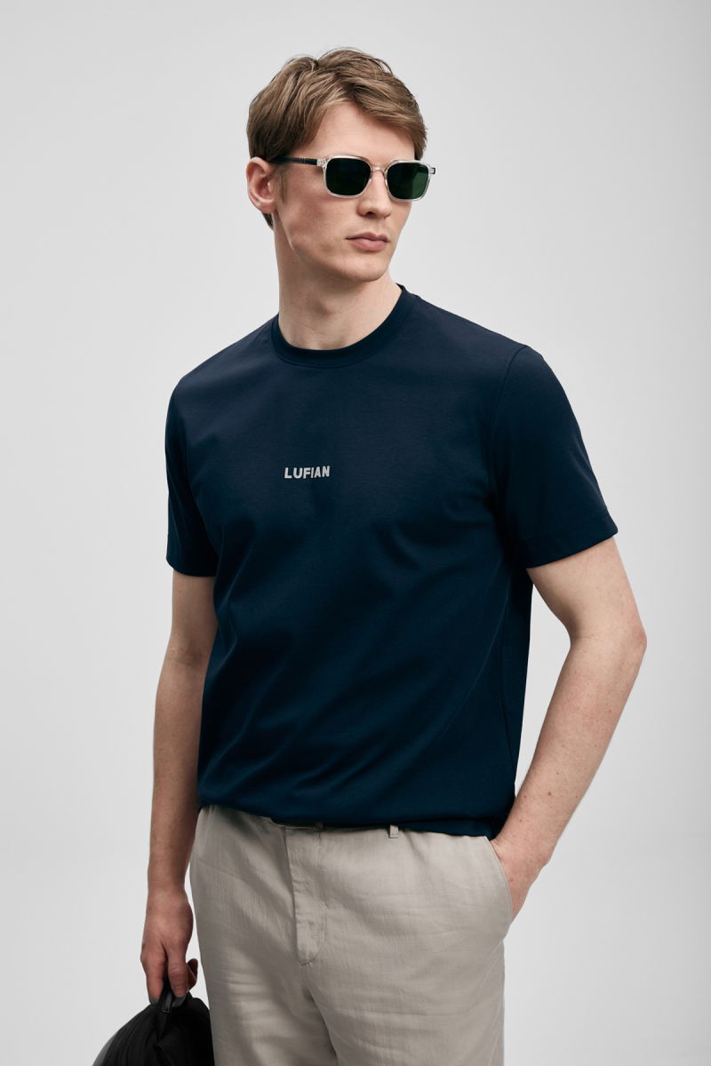 Lufian Erkek Marcus Modern Grafik T-Shirt 111020322 Lacivert - 2