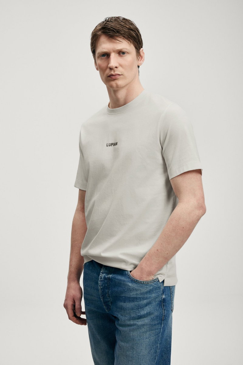 Lufian Erkek Marcus Modern Grafik T-Shirt 111020322 Taş - Lufian