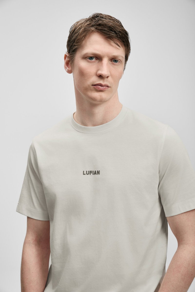 Lufian Erkek Marcus Modern Grafik T-Shirt 111020322 Taş - 2