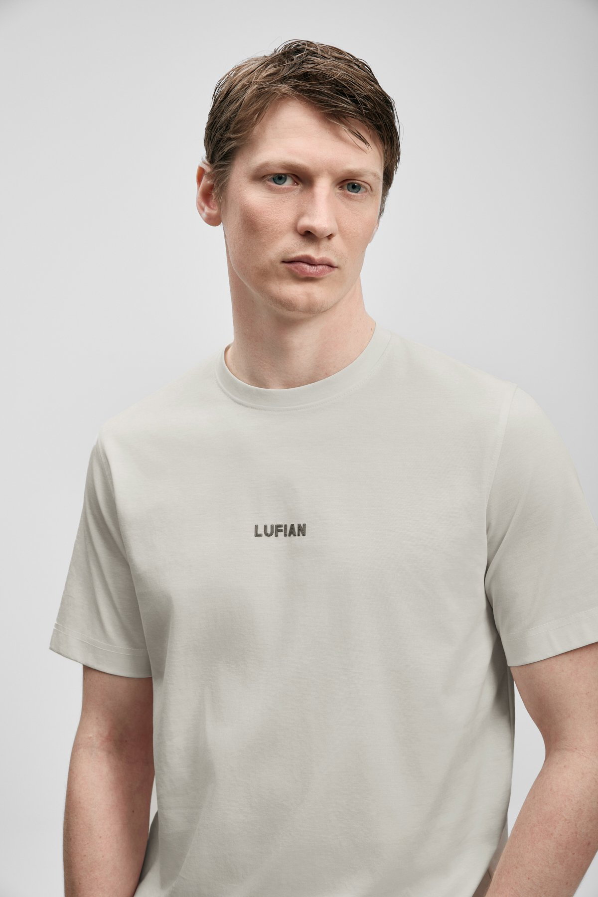 Lufian Erkek Marcus Modern Grafik T-Shirt 111020322 Taş - 2