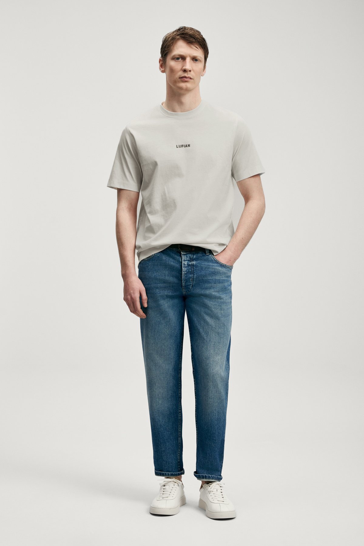 Lufian Erkek Marcus Modern Grafik T-Shirt 111020322 Taş - 3