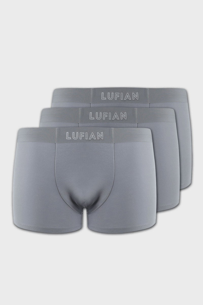Lufian Erkek Mark 3 Adet Modal Dikişsiz Boxer 111080035 Açık Gri - Lufian