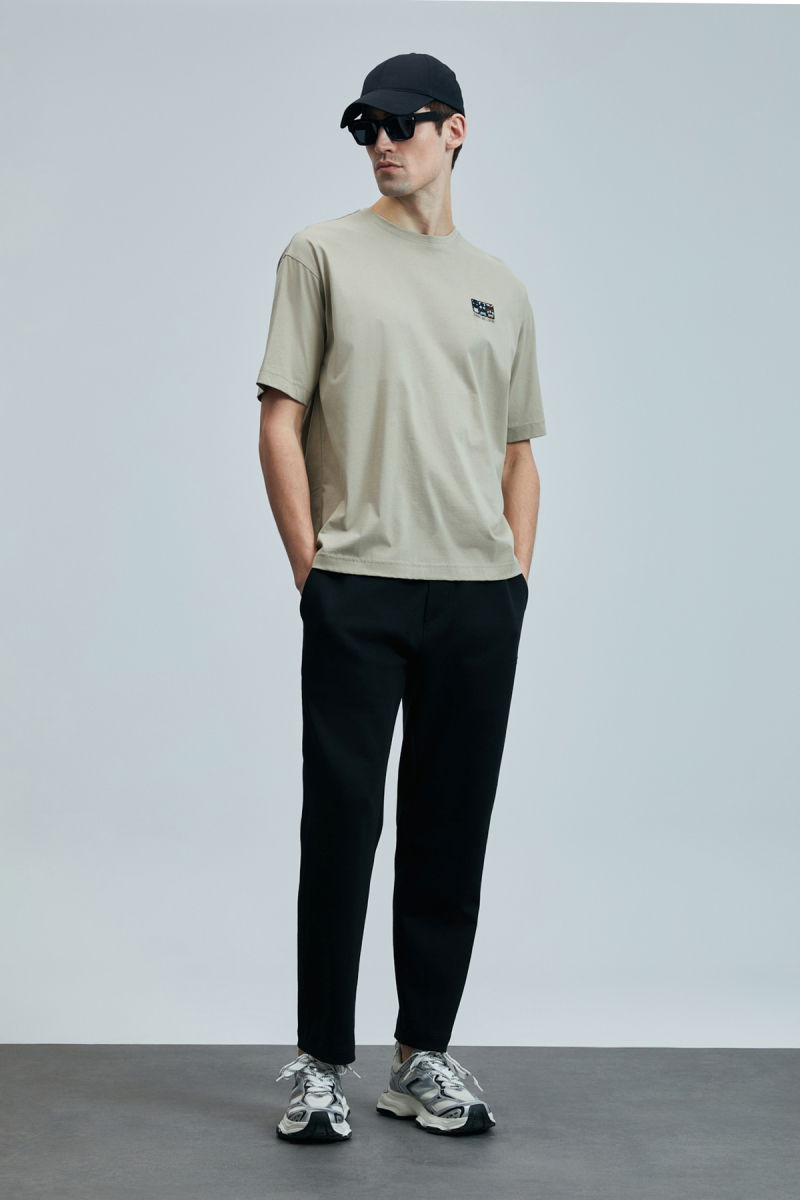 Lufian Erkek Mask Modern Grafik T-Shirt 111020248 Bej - 1