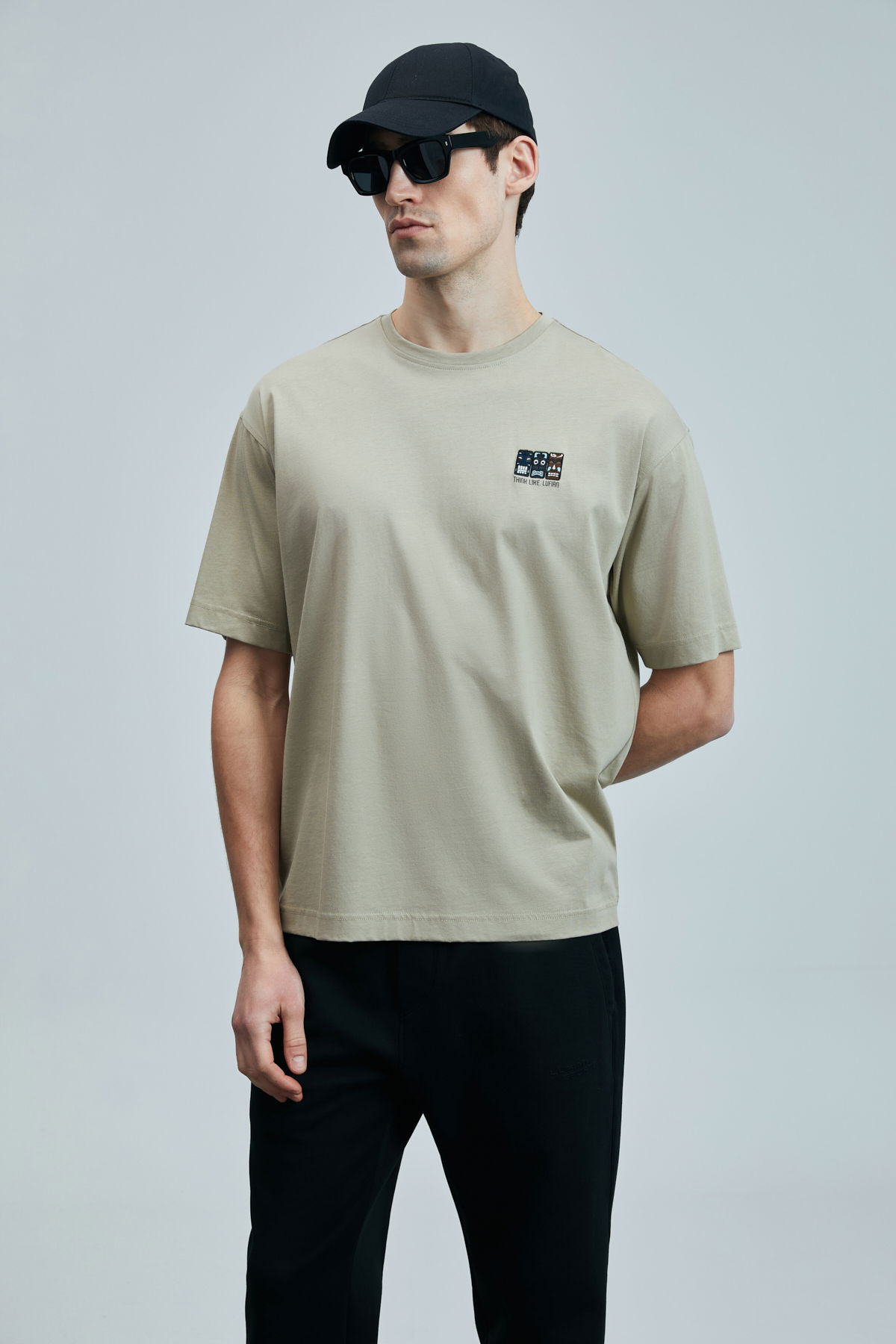 Lufian Erkek Mask Modern Grafik T-Shirt 111020248 Bej - 3