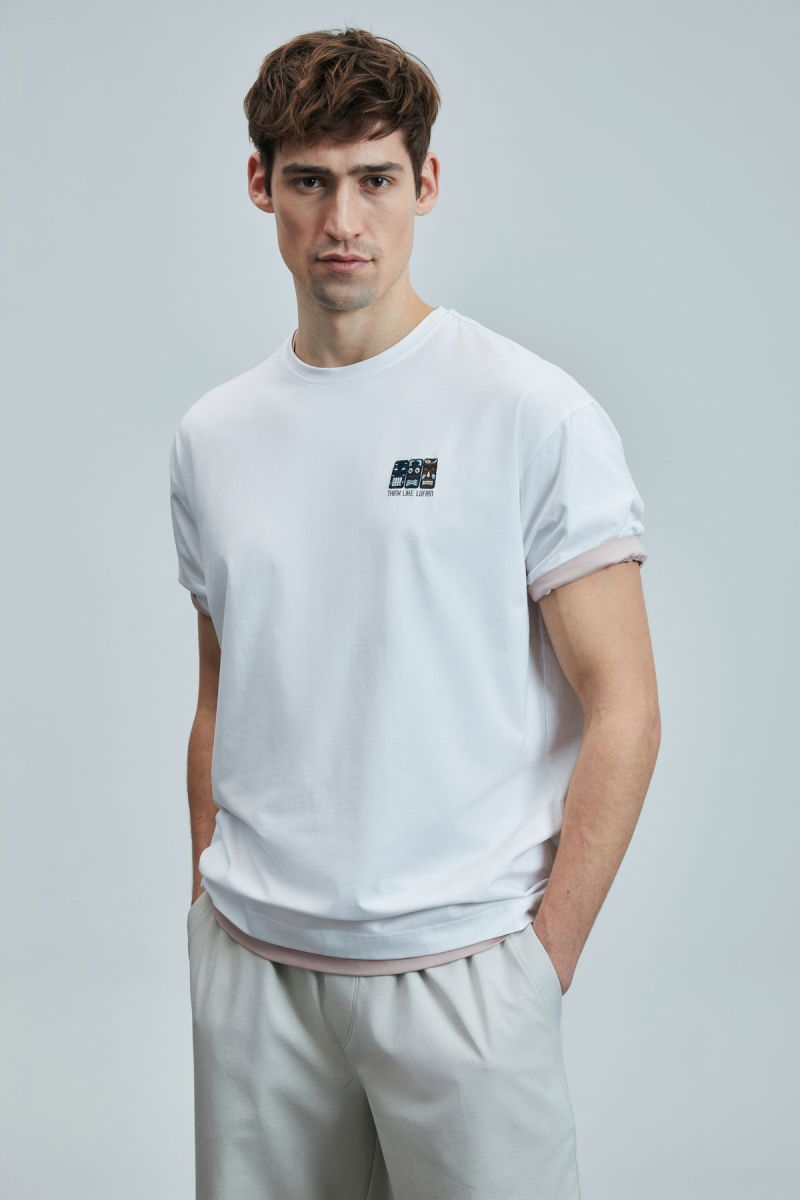 Lufian Erkek Mask Modern Grafik T-Shirt 111020248 Beyaz - 2