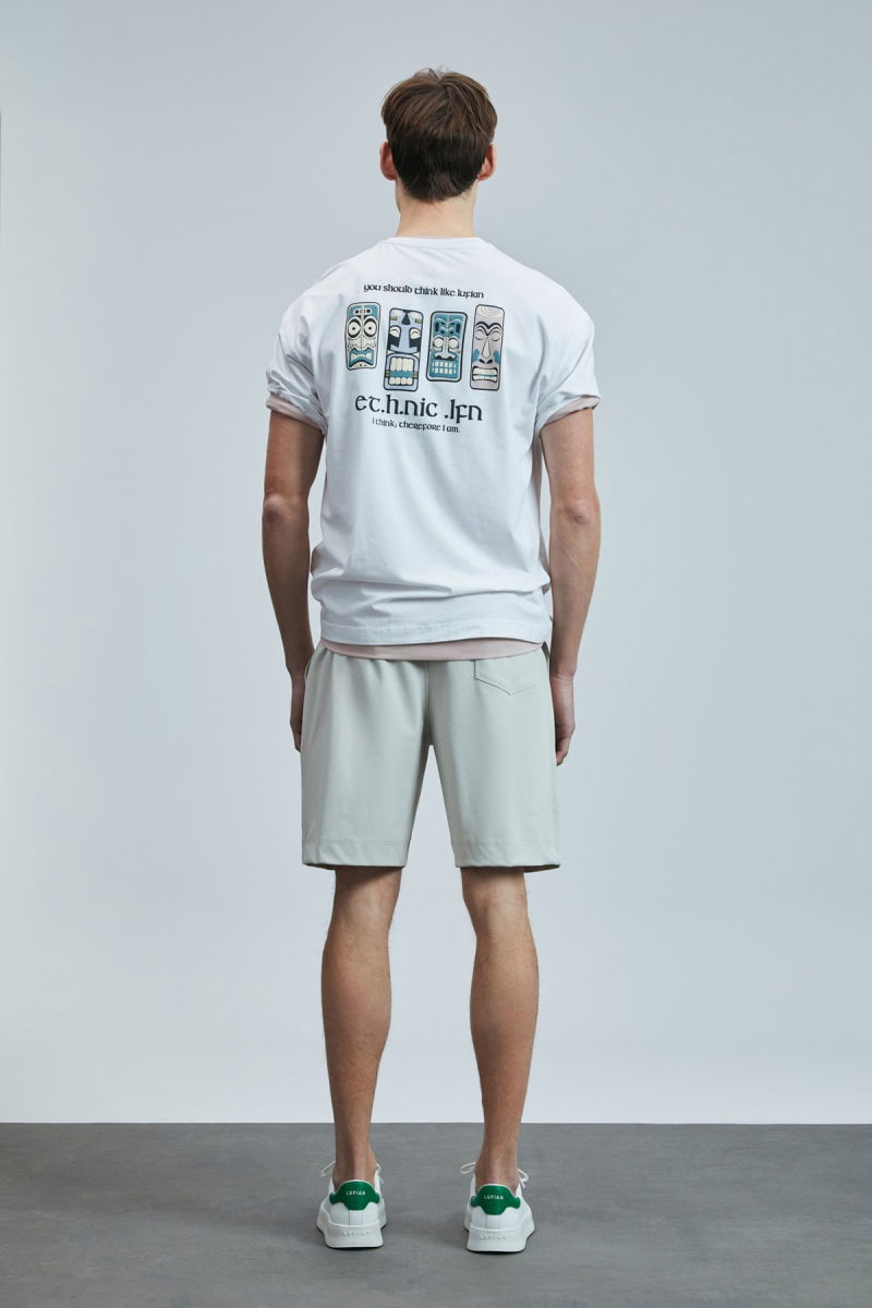 Lufian Erkek Mask Modern Grafik T-Shirt 111020248 Beyaz - 4
