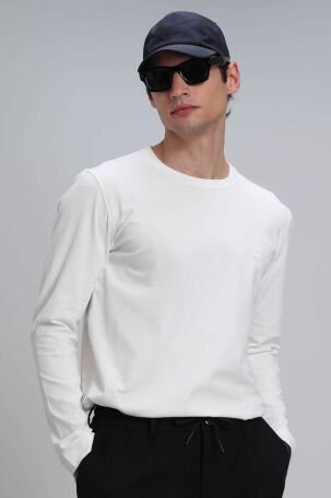 Lufian Erkek Merlın Uzun Kol T-Shirt 112020039 Kırık Beyaz - 3