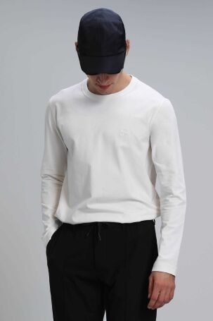 Lufian Erkek Merlın Uzun Kol T-Shirt 112020039 Kırık Beyaz - 4