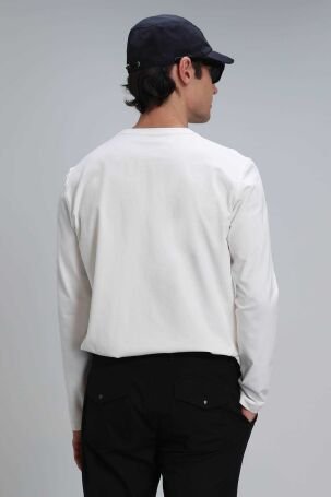 Lufian Erkek Merlın Uzun Kol T-Shirt 112020039 Kırık Beyaz - 5