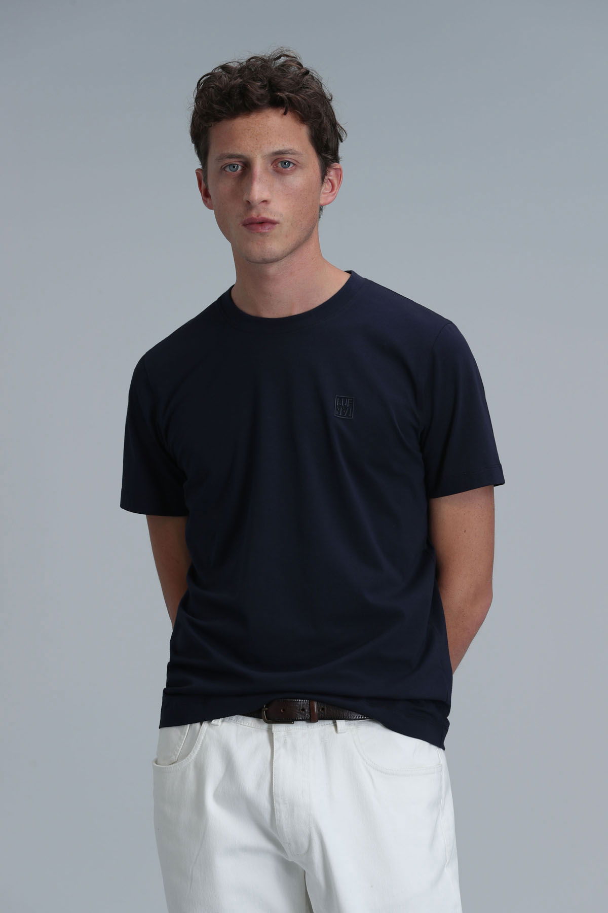 Lufian Erkek Pablo Modern Grafik T-Shirt 111020223 Lacivert - 5